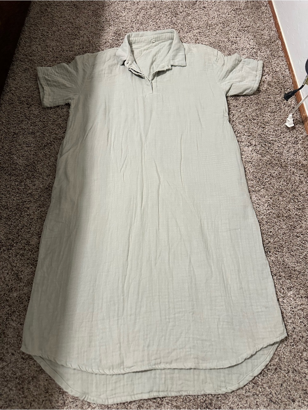 Men's Lightweight Collared Shirt Dress in Light Sage